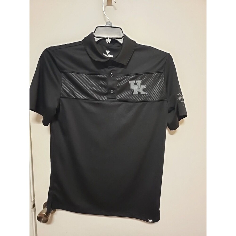 University Kentucky UK Wildcats Men’s BLACK Polo Golf Shirt Fanatics MEDIUM
